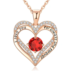 18K Rose Gold Necklaces for Women, 925 Sterling Silver Gifts for Mothers Day, Jewelry for Wife Mom Her Girlfriend, Birthstone Diamond Necklace for Bir
