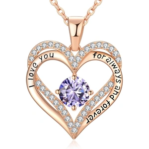 18K Rose Gold Necklaces for Women, 925 Sterling Silver Gifts for Mothers Day, Jewelry for Wife Mom Her Girlfriend, Birthstone Diamond Necklace for Bir