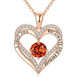 18K Rose Gold Necklaces for Women, 925 Sterling Silver Gifts for Mothers Day, Jewelry for Wife Mom Her Girlfriend, Birthstone Diamond Necklace for Bir