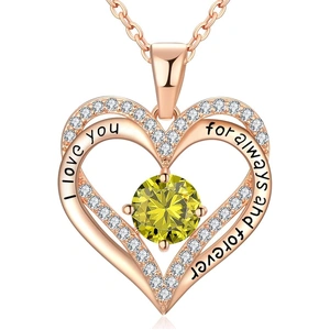 18K Rose Gold Necklaces for Women, 926 Sterling Silver Gifts for Mothers Day, Jewelry for Wife Mom Her Girlfriend, Birthstone Diamond Necklace for Bir