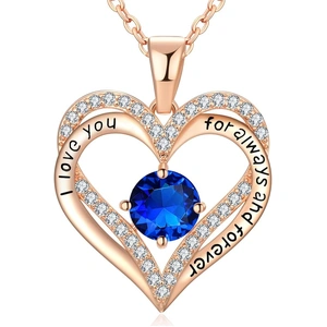 18K Rose Gold Necklaces for Women, 927 Sterling Silver Gifts for Mothers Day, Jewelry for Wife Mom Her Girlfriend, Birthstone Diamond Necklace for Bir