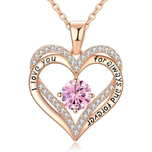 18K Rose Gold Necklaces for Women, 928 Sterling Silver Gifts for Mothers Day, Jewelry for Wife Mom Her Girlfriend, Birthstone Diamond Necklace for Bir