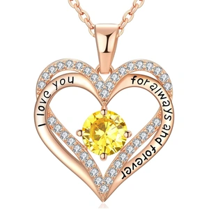 18K Rose Gold Necklaces for Women, 929 Sterling Silver Gifts for Mothers Day, Jewelry for Wife Mom Her Girlfriend, Birthstone Diamond Necklace for Bir