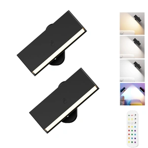 LED Wall Lights 2 Pack with Remote,Wall Sconces Lamp 3000mAh Rechargeable Battery Operated,3 Color Temperatures & 12 RGB Dimmable Magnetic 360¬∞ Rotat