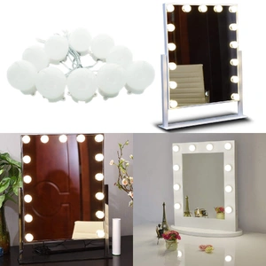 Hollywood Super Star Style Makeup Mirror Vanity LED Light Bulbs Kit for Dressing Table Dimmable & Plug in, Linkable and Flexible Strip, Mirror Not Inc