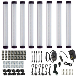 Dimmable LED Under Cabinet Lighting Bar, 12V Under Counter LED Light Strip Linkable Kit with Rocker Switch Kitchen,Showcase,Worktop, Shelf Lighting(8 