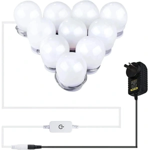 Hollywood LED Vanity Mirror Lights Kit,Stick on Dimmable Makeup Lights, 12V Mirror Lighting Strip Fixture for Vanity Dressing Table Set, Bedroom Wall 