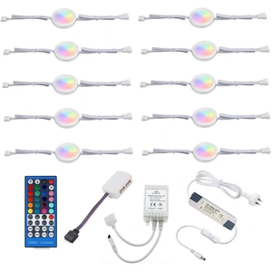 Under Counter LED Light Kit, RGBWW Under Cabinet Lighting, 10 Packs Colored Cabinet Lights with Wireless 40-Key IR Dimmable Remote Control (10 Lights)
