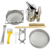 7 Pcs Beekeeping Tool Kit Including Honey Strainer, Frame Grip, J-Hook tool, Entrance Feeder