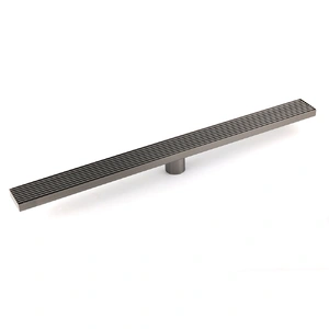Gun Metal Stainless Steel 600mm Strip Fence Shower Grate Floor Drain 50mm Waste