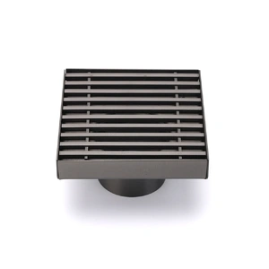 Gun Metal SUS 100mm Square Strip Fence Floor Drain Small Shower Grate 50mm Waste