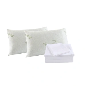 Royal Comfort Bamboo Blend Sheet Set 1000TC and Bamboo Pillows 2 Pack Ultra Soft - Queen - White