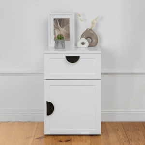 PORTO BEDSIDE TABLE - WHITE - HAMPTONS - HALF MOON BLACK
