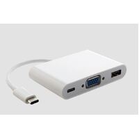 ASTROTEK Thunderbolt USB 3.1 Type C USB-C to VGA + USB + Card Reader Video Adapter Converter Male to Female for Apple Macbook Chromebook Pixel White
