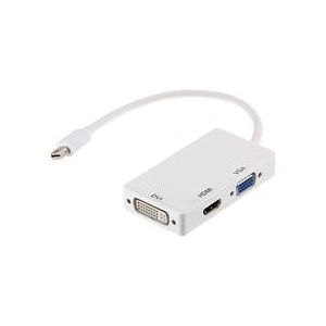 ASTROTEK 3 in1 Thunderbolt Mini DP Display Port to HDMI DVI VGA Adapter Cable for MacBook Air/Pro 32AWG OD5.0MM, Gold plated, White CB8W-GC-MDPDHV