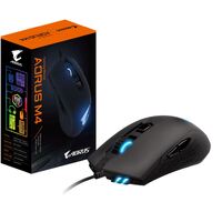 Gigabyte AORUS M4 Optical Gaming Mouse USB Wired 6400 dpi 1000Hz 98g 3D Scroll 50 million click Matte Black RGB Fusion2.0 On-the-fly DPI Adjustment