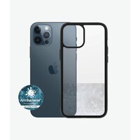 PANZER GLASS Clear Case for Apple iPhone 12 Pro Max-Black Frame-Slim Fashionable Design, Slightly Swelling Bumpers all Corners, Enhance Protection