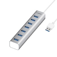 MBEAT 7-Port USB 3.0 Powered Hub - USB 2.0/1.1/Aluminium Slim Design Hub with Fast Data Speeds (5Gbps) Power Delivery for PC and MAC devices