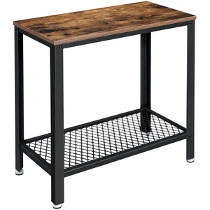Waitangi Industrial Side Table 2-Tier With Mesh and Metal Frame Rustic Brown