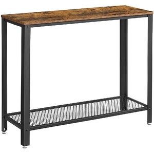 Console Table Metal Frame Rustic Brown