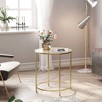 Bannaby Gold Round Side Table with Golden Metal Frame Robust and Stable