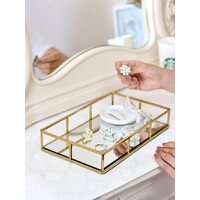 Tray Gold Mirror Decorative for Storage Jewelry and Makeup accessories