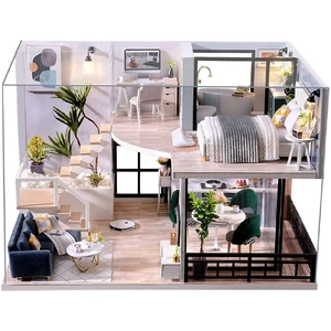 Dollhouse Miniature with Furniture Kit Plus Dust Proof and Music Movement - Cozy time