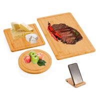 3 Pieces Bamboo Cutting Board with Juice Groove and Mobile Holder included for Home Kitchen