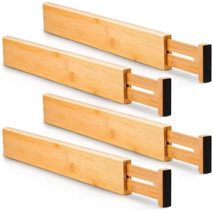 4 Pack Bamboo Adjustable Kitchen Drawer Dividers (Large, 44-55 cm)