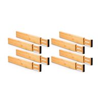 8 Pack Bamboo Adjustable Kitchen Drawer Dividers (Large, 44-55 cm)