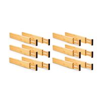 12 Pack Bamboo Adjustable Kitchen Drawer Dividers (Large, 44-55 cm)