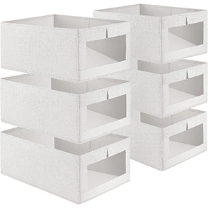 6 Pack Closet Storage Bins with Clear Window for Shelves, Clothes, Toys, Wardrobe & Bedroom Organization