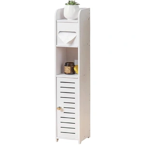 CARLA HOME Slim Bathroom Cabinet with Toilet Paper Holder for Toilet or Laundry Room