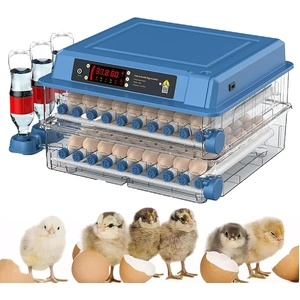 128 Egg Incubator with Automatic Turning, LED Display, Humidity & Temperature Control, Auto Water System & Built-in Egg Candler for Chicken, Duck, Qua