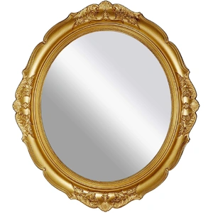 Oval Antique Vintage Hanging Wall Mirror for Bedroom and Livingroom (Gold, 38 x 33 cm)