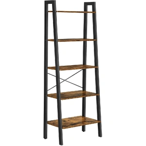5-Tier Industrial Bookcase, Rustic Brown