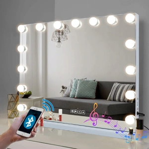 Hollywood LED Vanity Mirror Bluetooth Rectangle White Silver