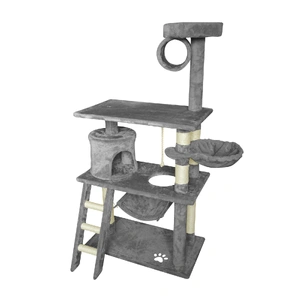 Grey Cat Tree Tower Condo Scratching Post Bed Stand 1.4M