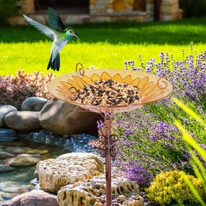 Solar Bird Bath Feeder Fountain Deck Post Mount