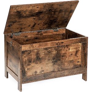 Wooden Sturdy Entryway Storage Bench with Safety Hinge