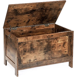 Wooden Sturdy Entryway Storage Bench with Safety Hinge