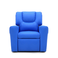 Blue Kids push back recliner chair with cup holder
