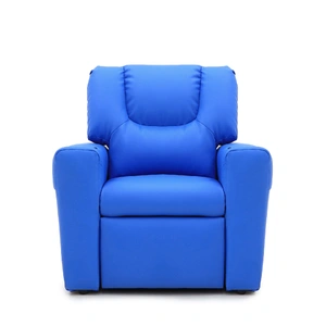 Kids Light Blue Recliner Chair w/ Footrest & Cup Holder