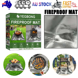 Yegbong Fireproof Mat, Outdoor Lawn Terrace Barbecue Fireproof Silver Rectangular Protective Mat