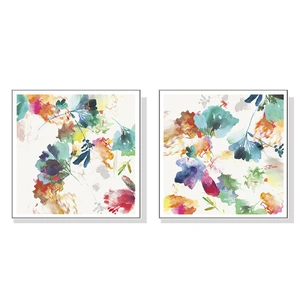 100cmx100cm Glitchy Floral 2 Sets White Frame Canvas Wall Art 