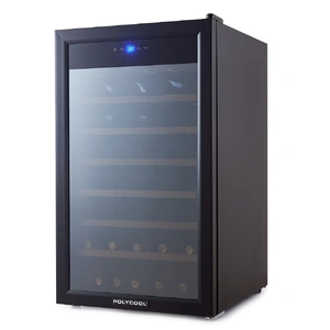 128L 51 Bottle Wine Bar Fridge Underbench Cooler Compressor Glass Door, Black