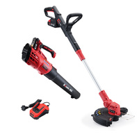 20V Cordless Line Trimmer Electric Whipper Snipper & Leaf Blower Combo Kit Battery Charger