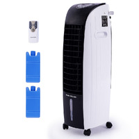 6L Evaporative Air Cooler Portable Household Fan, Purifier, Humidifier, Remote Control, White and Black