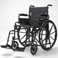 EQUIPMED 24 Inch Folding Wheelchair with Park Brakes, 136kg Capacity, 51cm Wide Seat, Black
