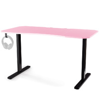 Gaming PC Desk Carbon Fiber Style, Pink and Black, with Headset Holder, Gaming Mouse Pad